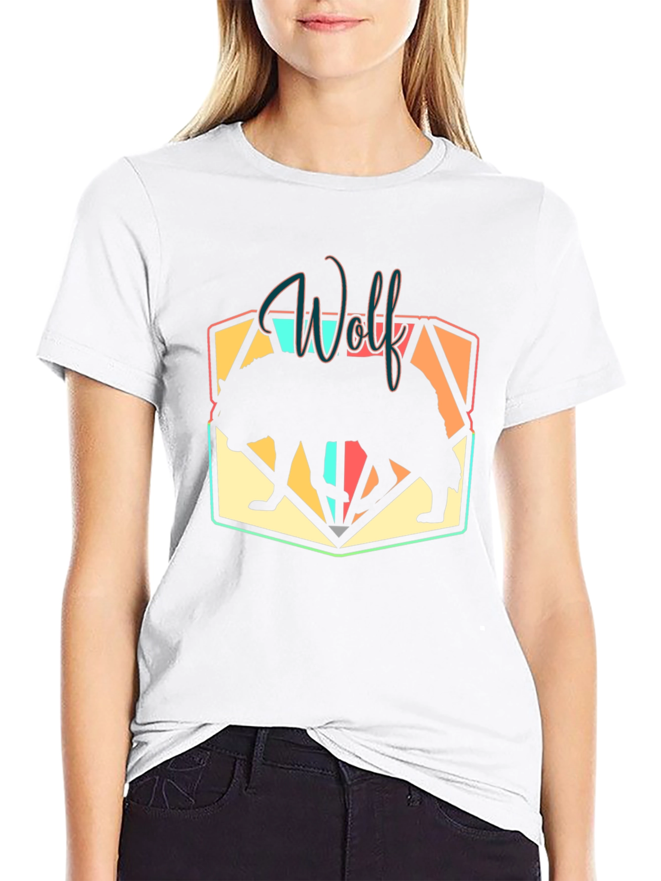 Wolf Silhouette Graphic Black T-Shirt