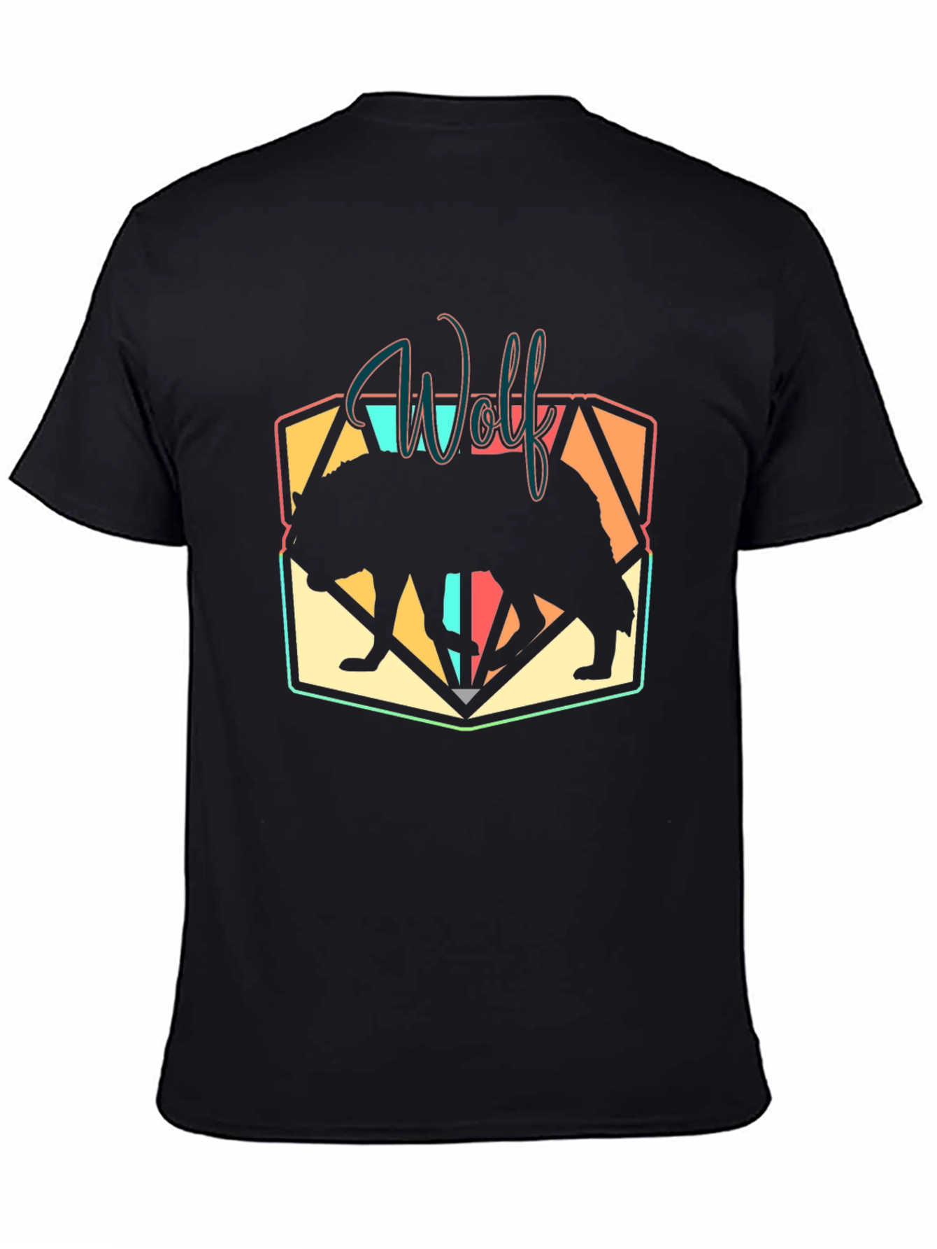 Wolf Silhouette Graphic Black T-Shirt
