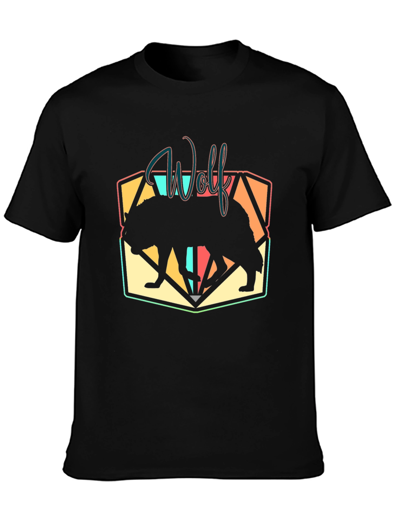 Wolf Silhouette Graphic Black T-Shirt
