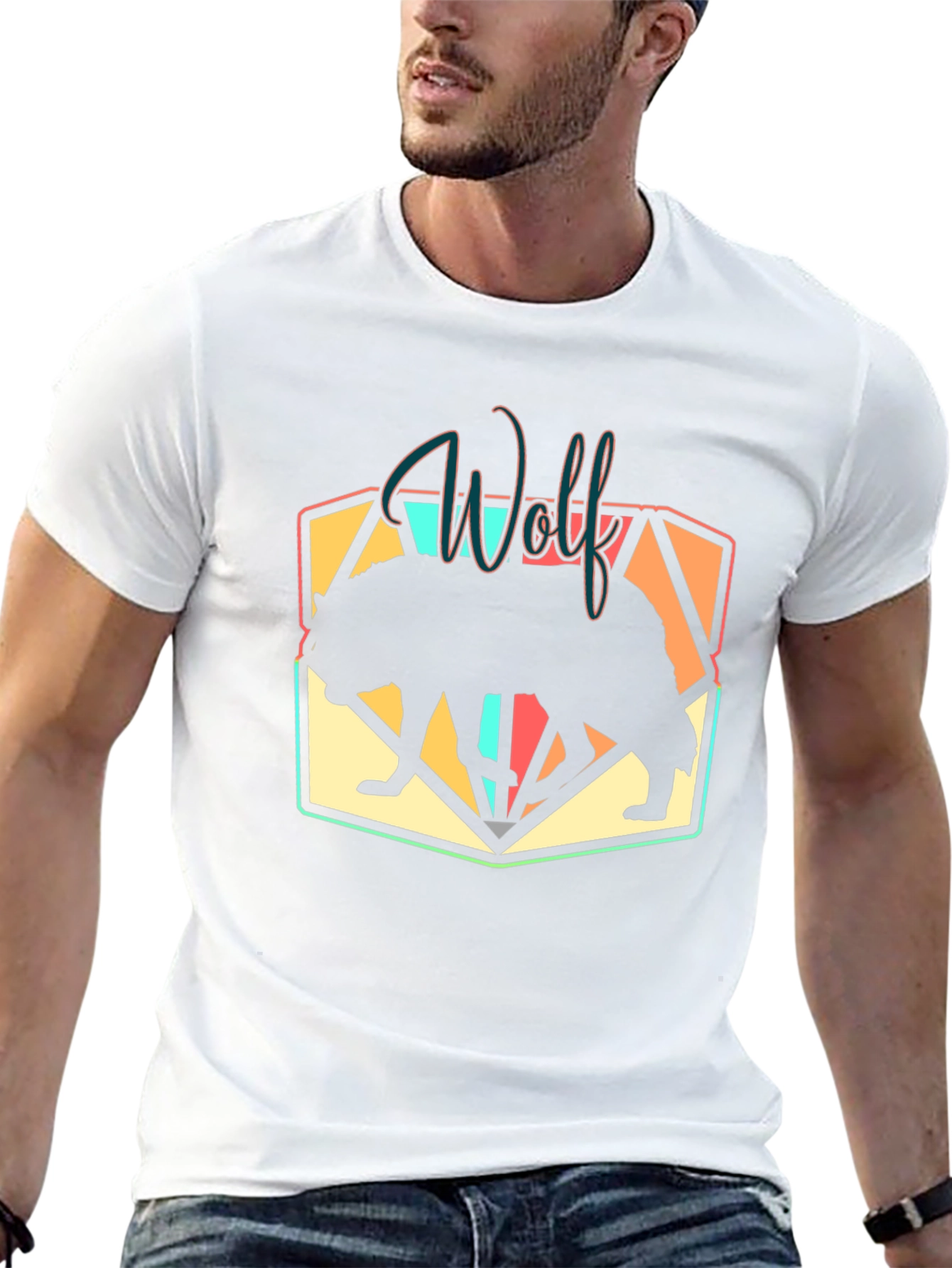 Wolf Silhouette Graphic Black T-Shirt