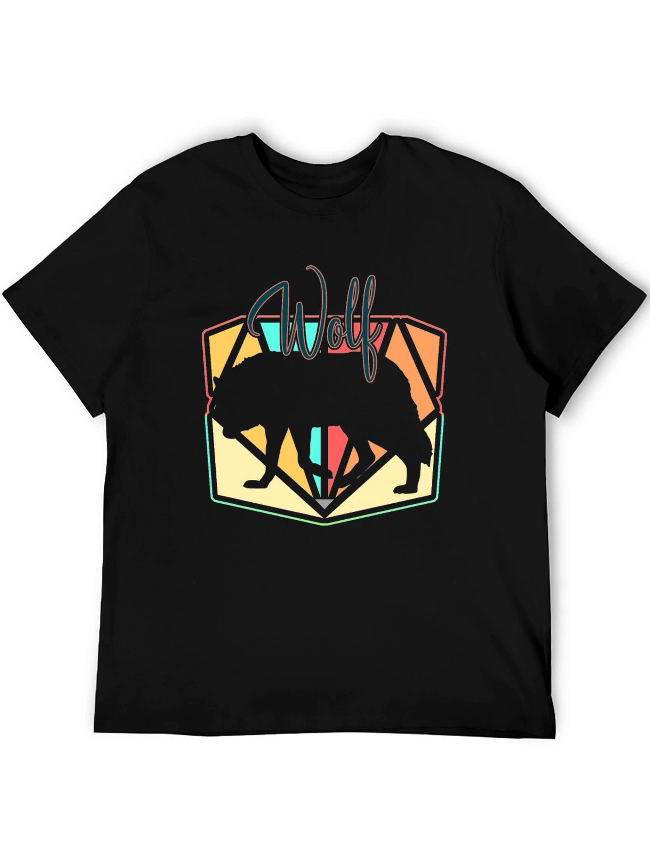 Wolf Silhouette Graphic Black T-Shirt