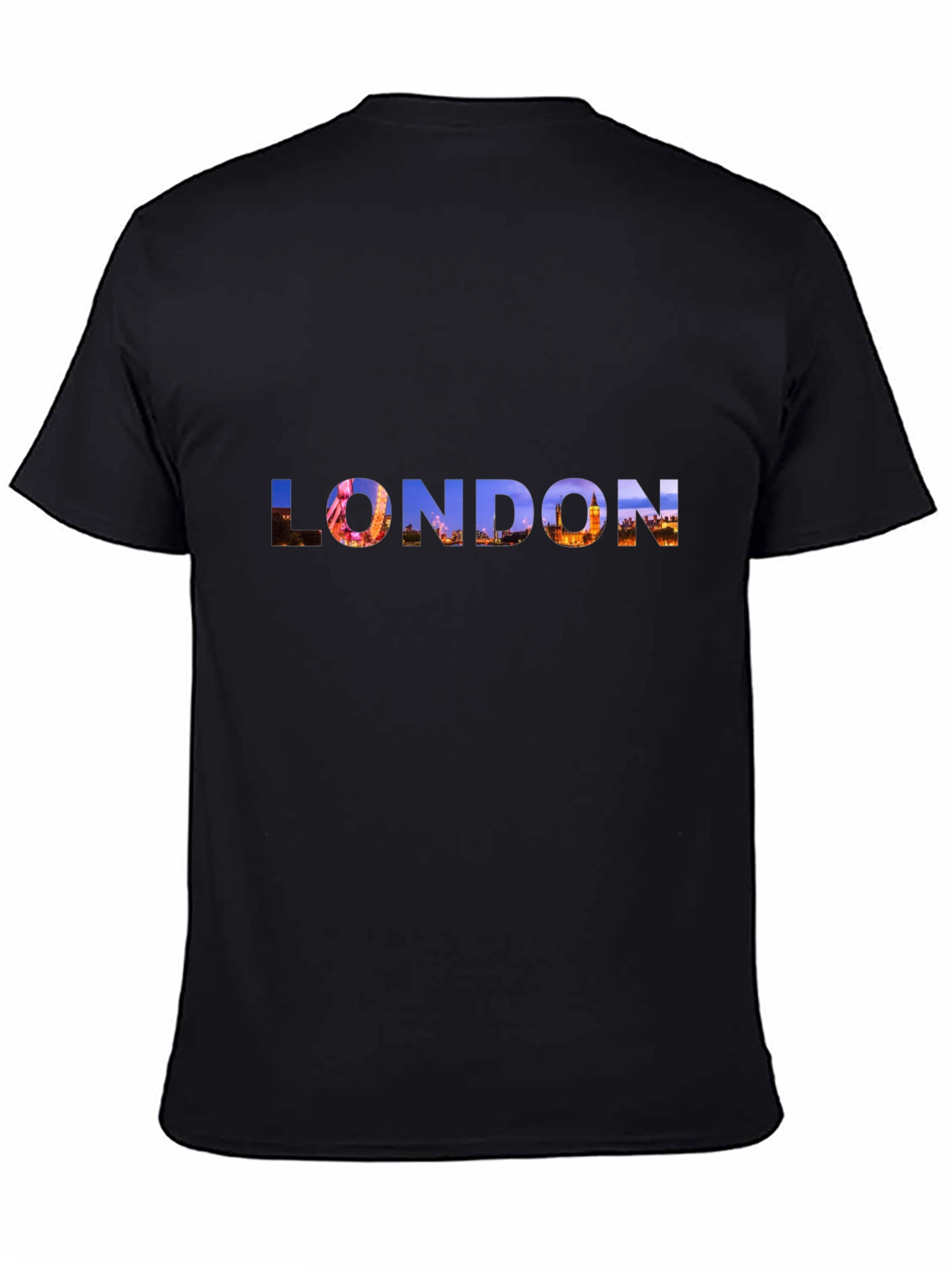 London Skyline Graphic Tee - Black Cotton T-Shirt