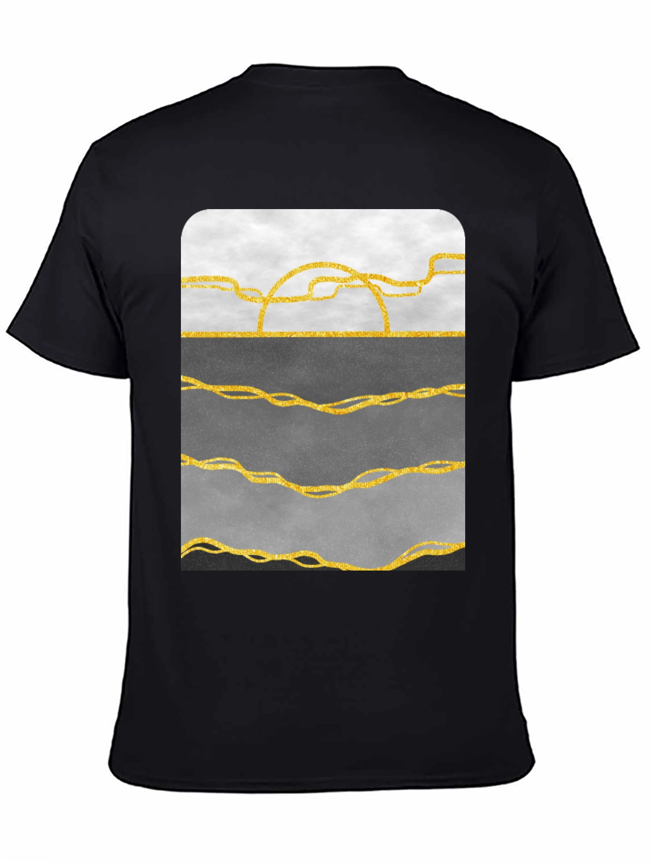 Abstract Gold Line Art T-Shirt - Modern Graphic Tee