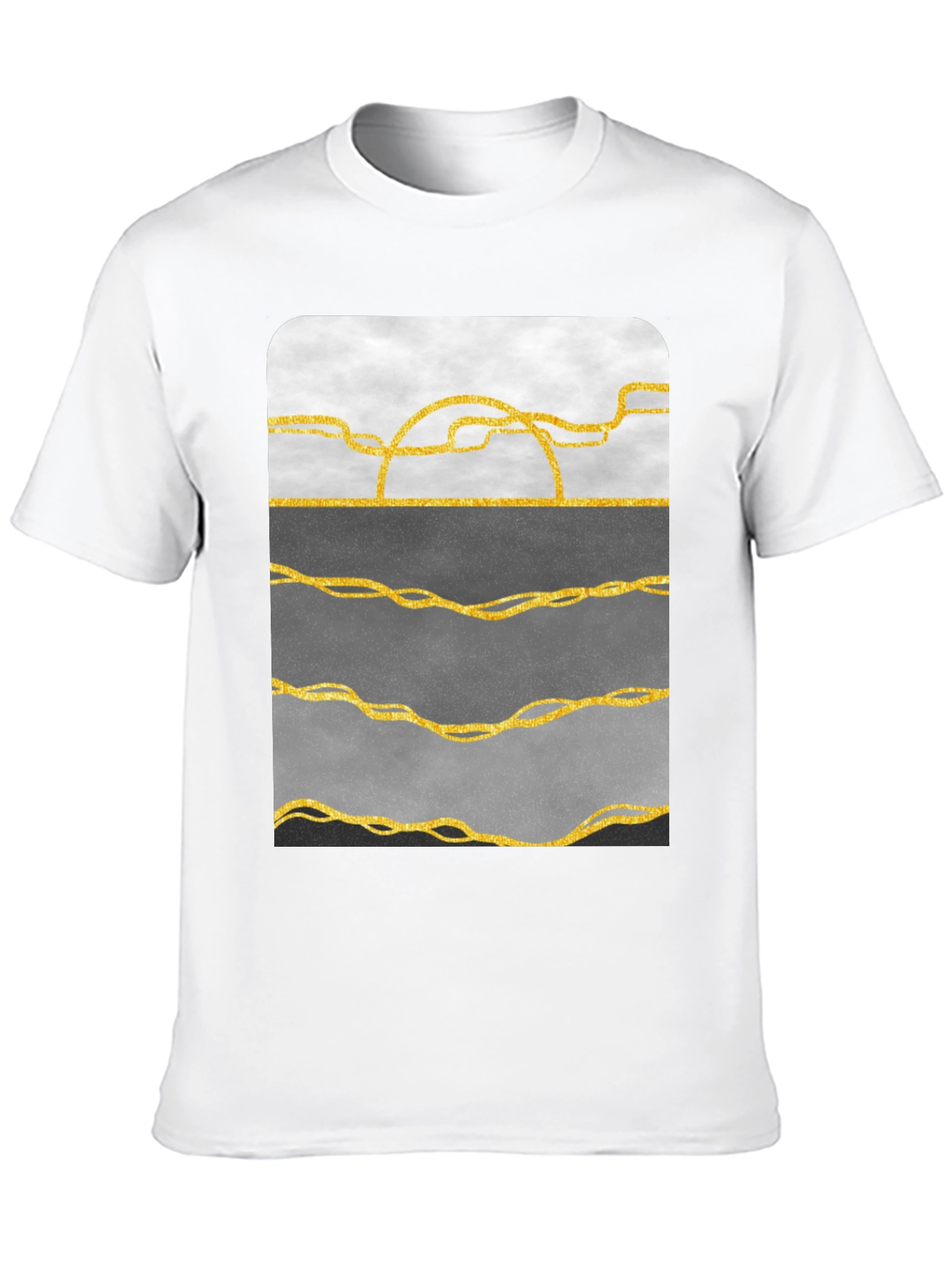 Abstract Gold Line Art T-Shirt - Modern Graphic Tee