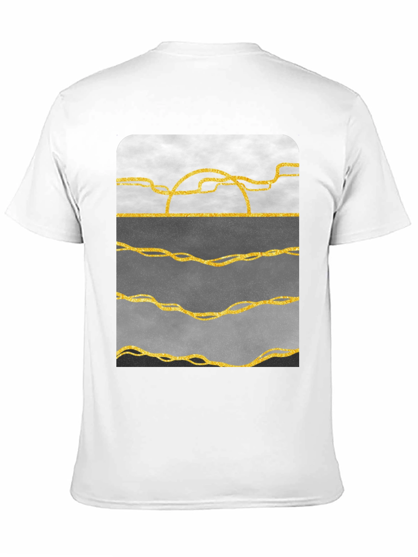 Abstract Gold Line Art T-Shirt - Modern Graphic Tee