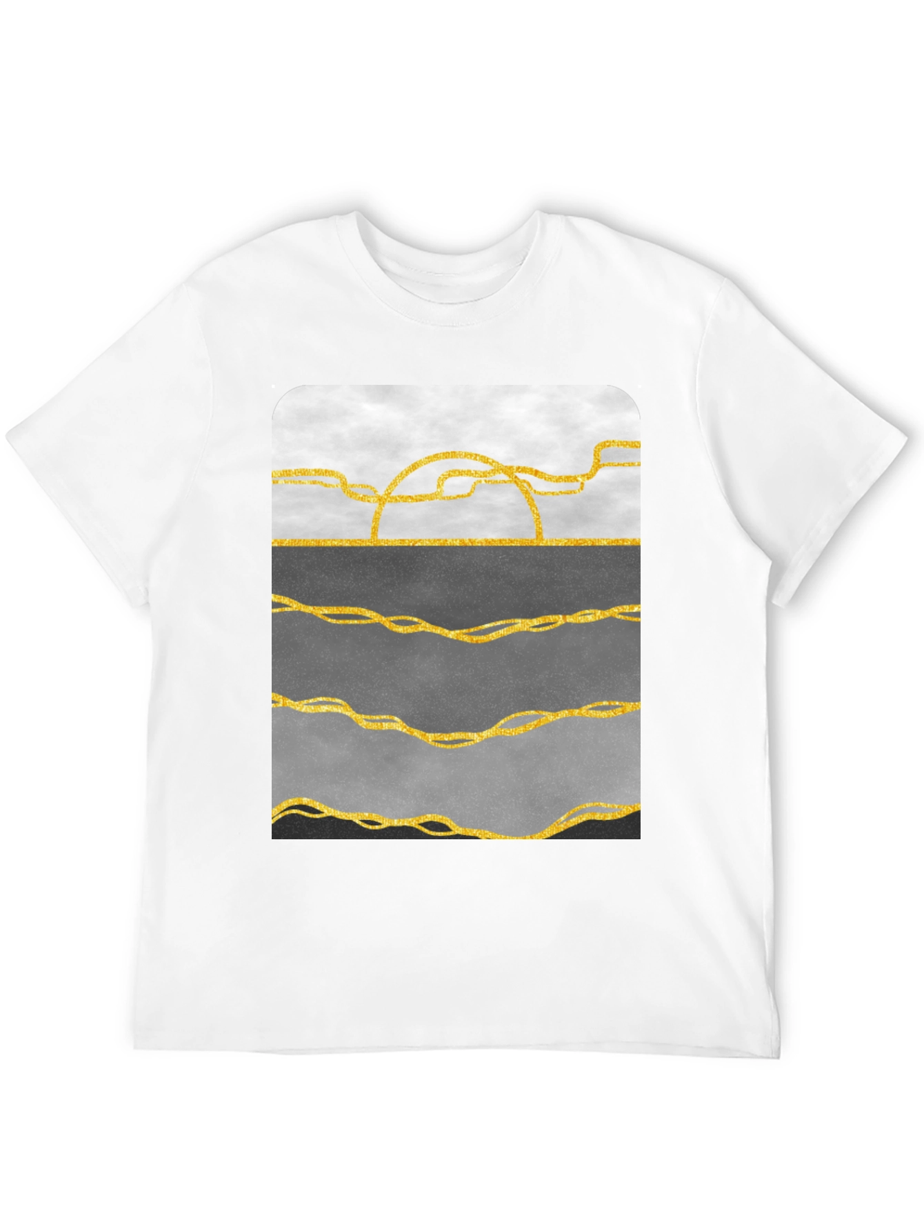Abstract Gold Line Art T-Shirt - Modern Graphic Tee