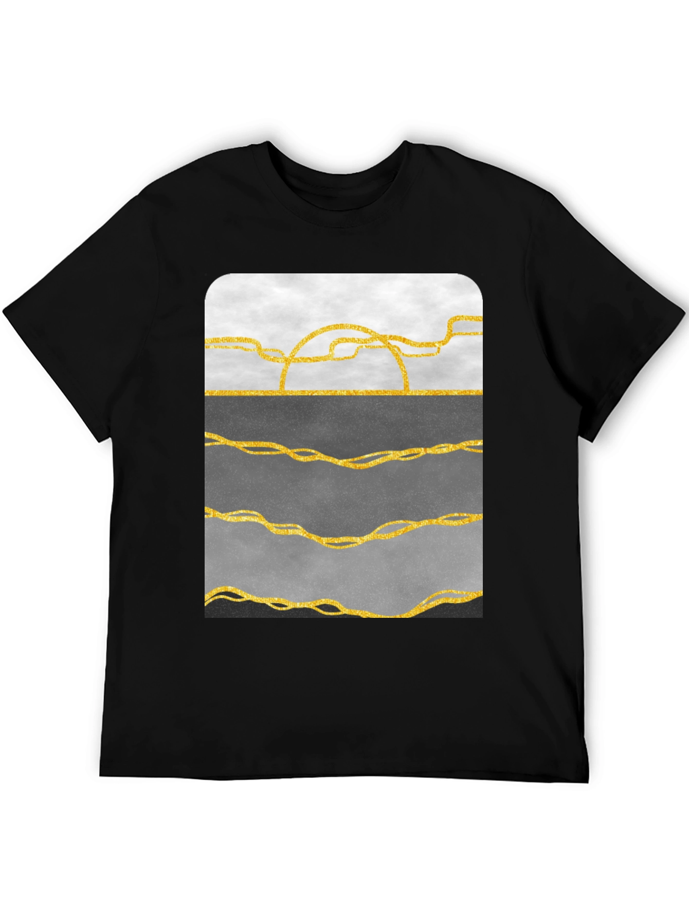 Abstract Gold Line Art T-Shirt - Modern Graphic Tee