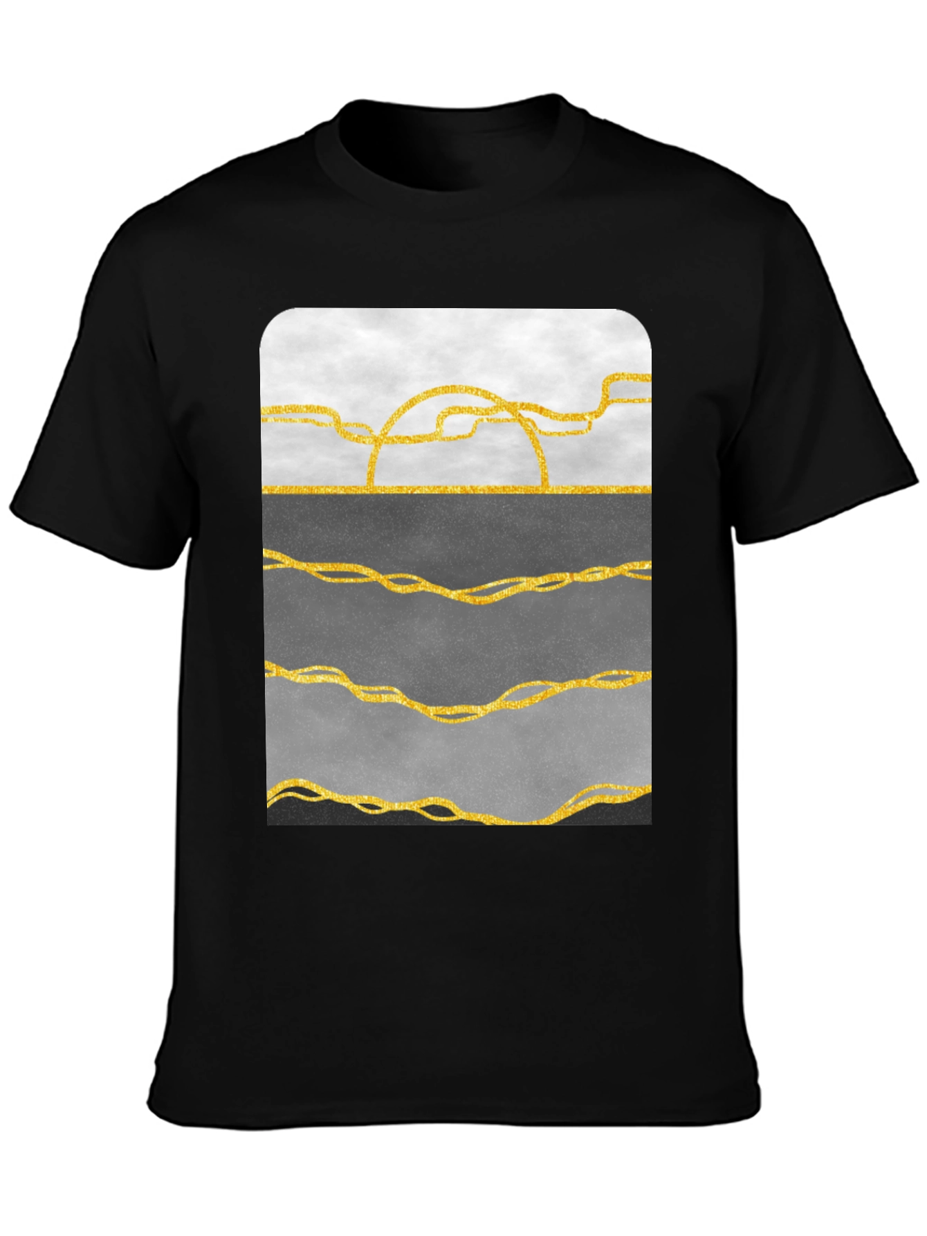 Abstract Gold Line Art T-Shirt - Modern Graphic Tee