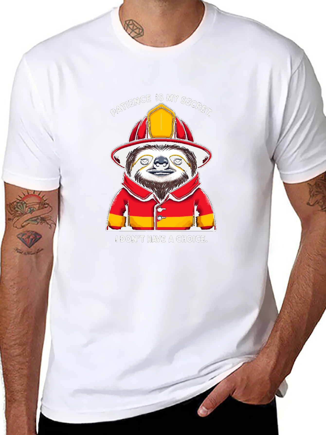 Funny Sloth Firefighter T-Shirt - Patience Is My Secret
