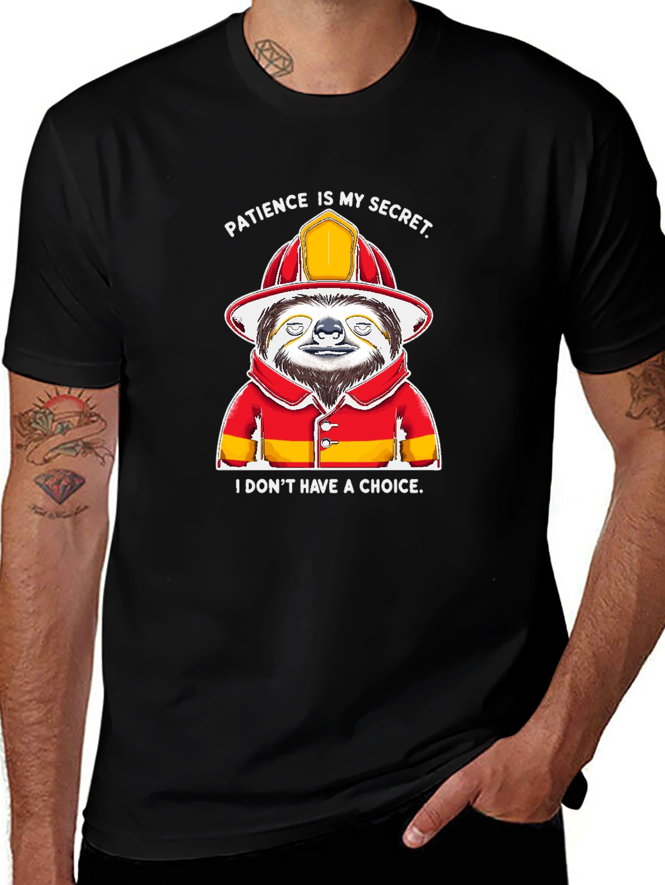 Funny Sloth Firefighter T-Shirt - Patience Is My Secret