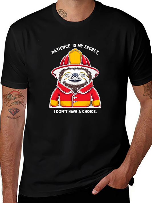 Funny Sloth Firefighter T-Shirt - Patience Is My Secret