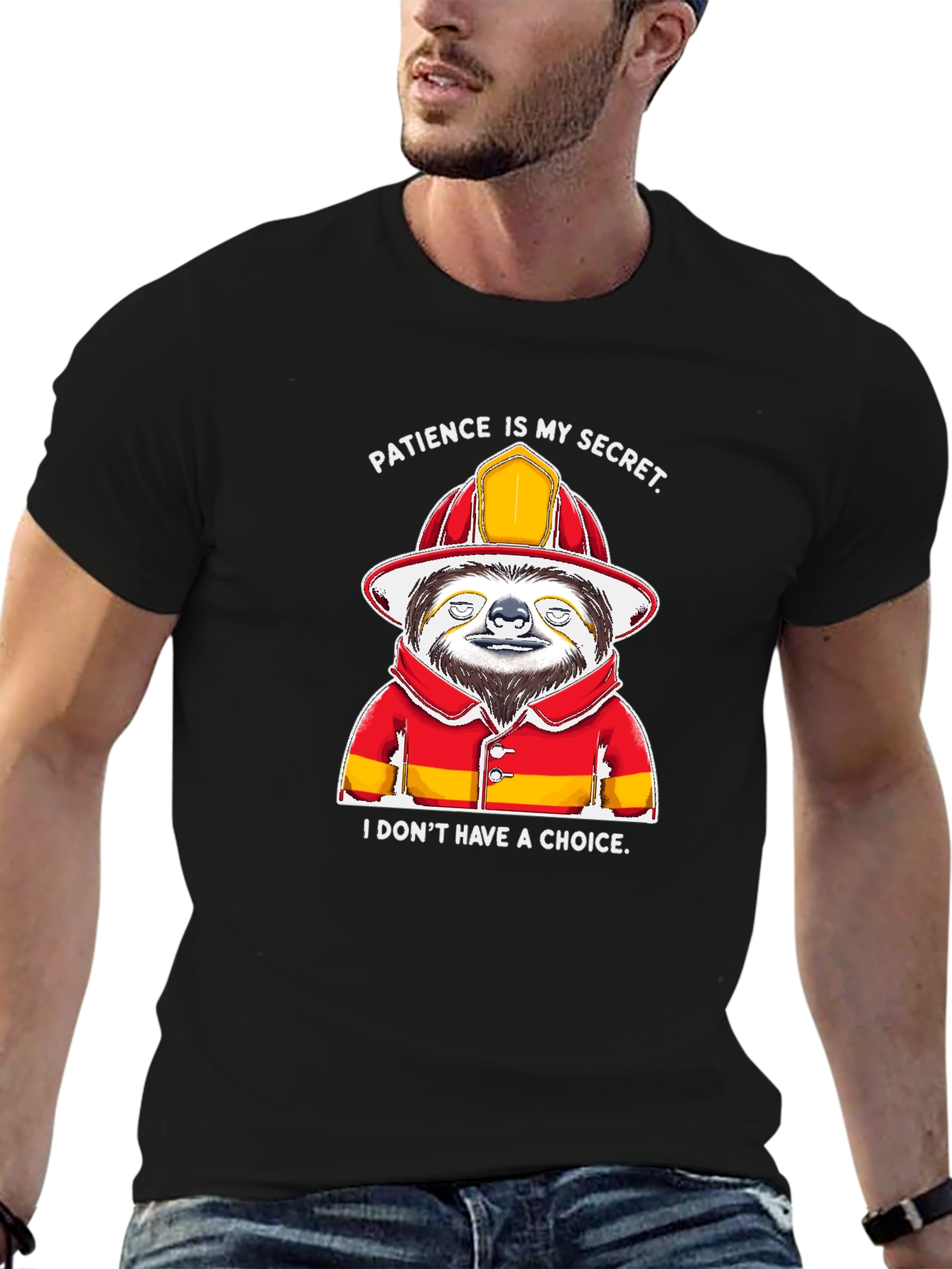 Funny Sloth Firefighter T-Shirt - Patience Is My Secret