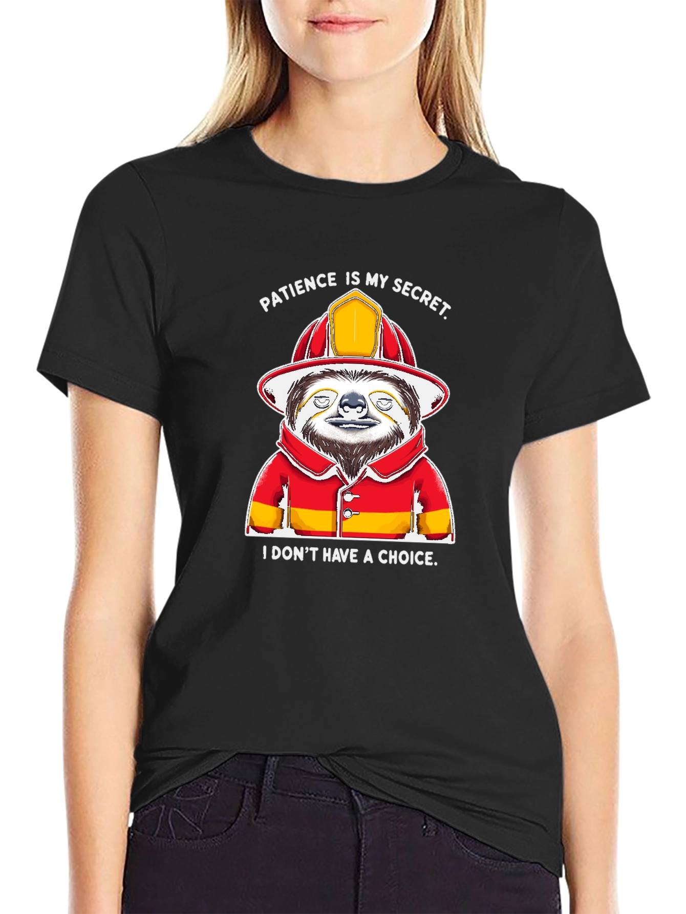 Funny Sloth Firefighter T-Shirt - Patience Is My Secret