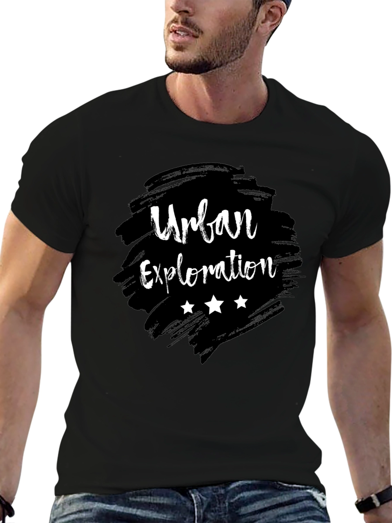 Urban Exploration Black Graphic Tee