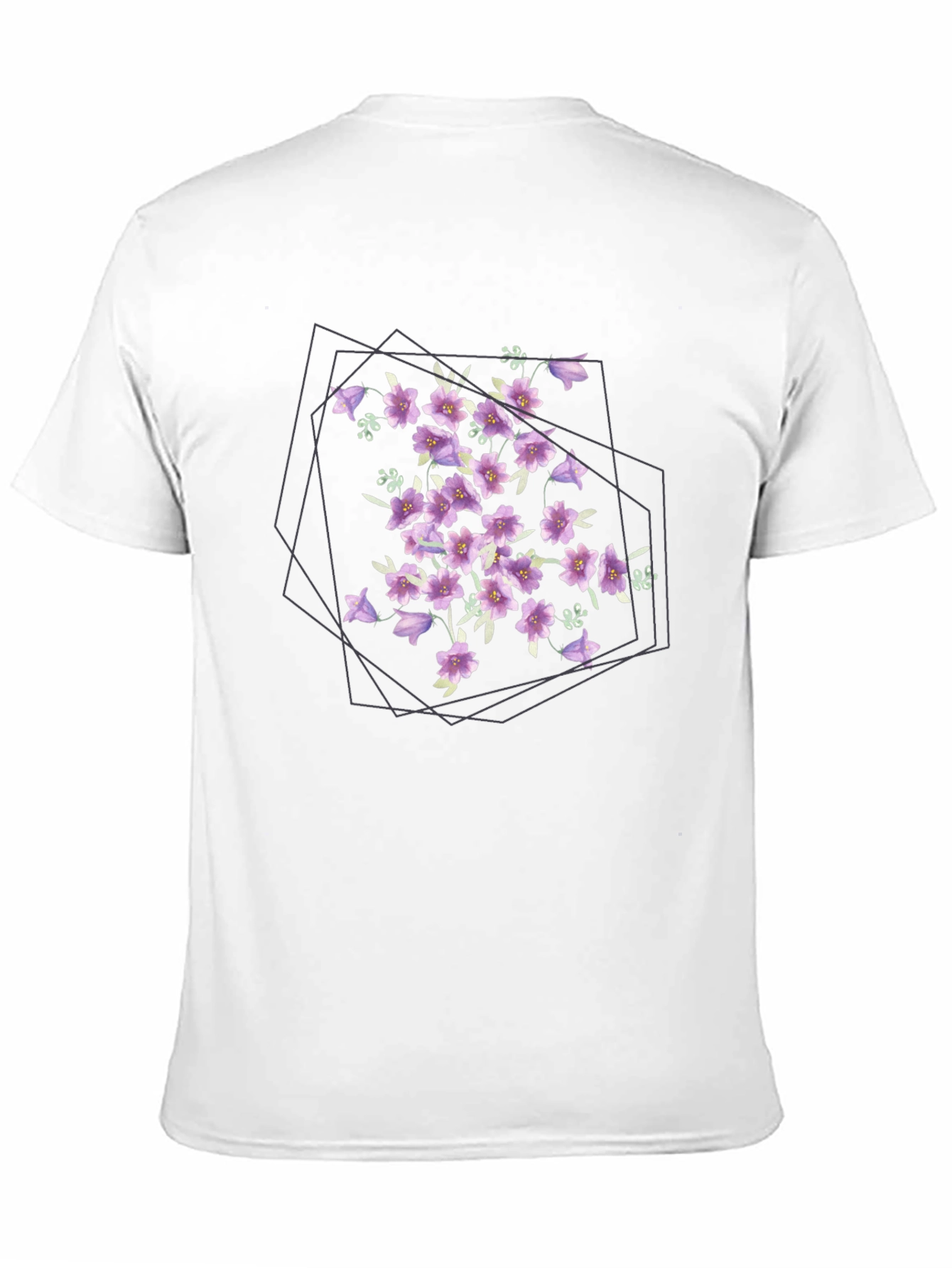 Floral Geometric Print Black T-Shirt