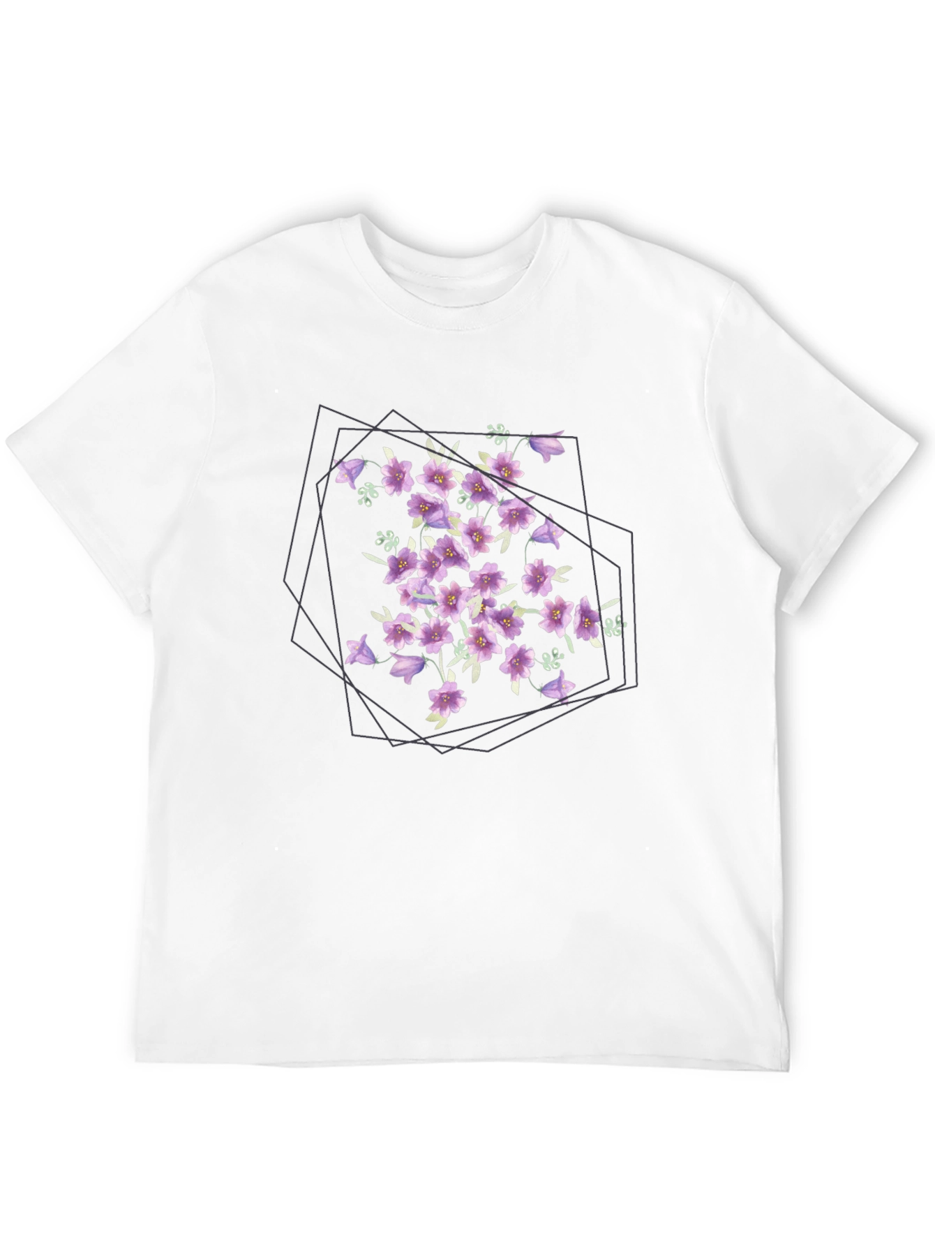 Floral Geometric Print Black T-Shirt