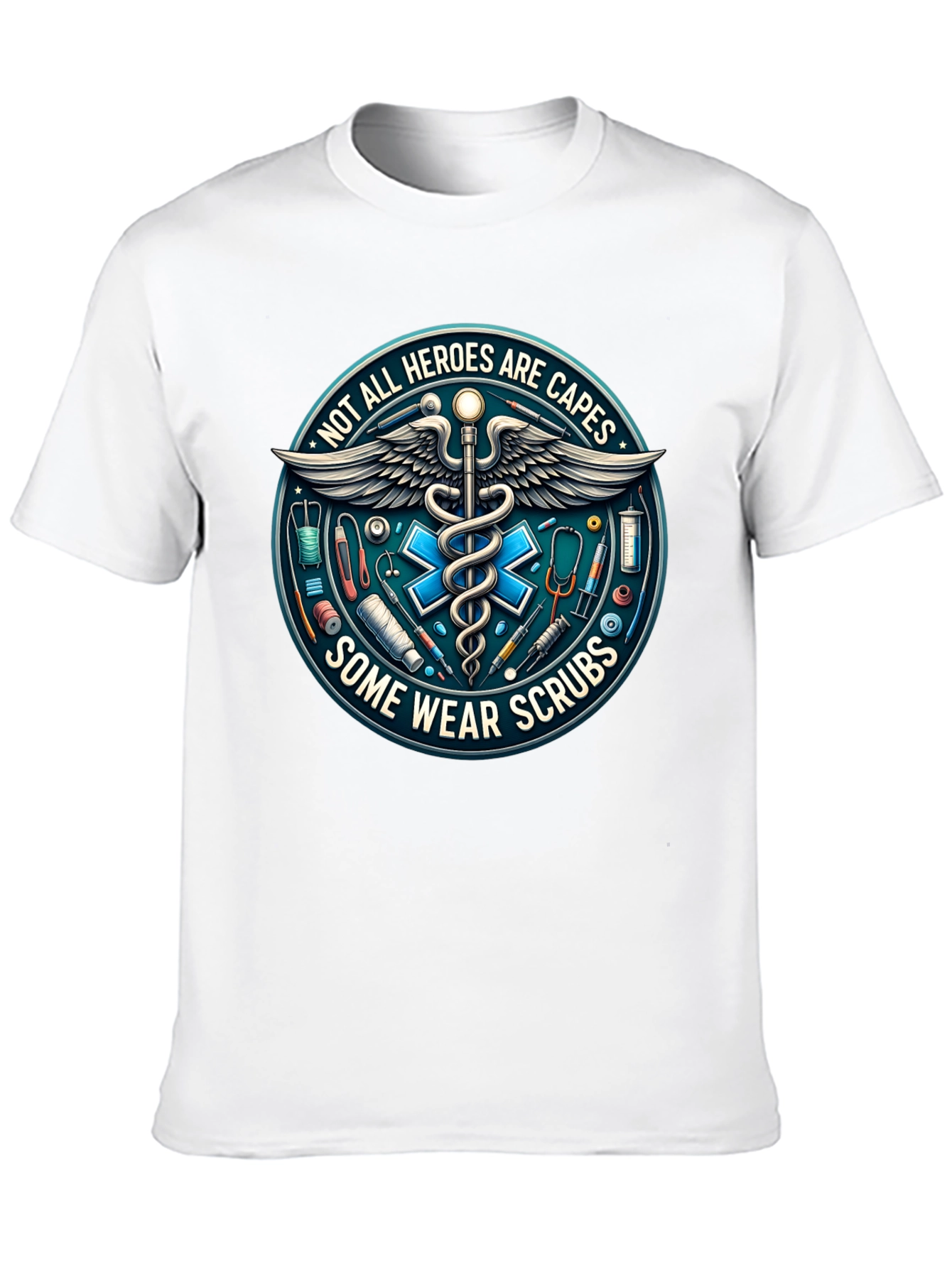 Heroes Wear Scrubs Graphic Tee