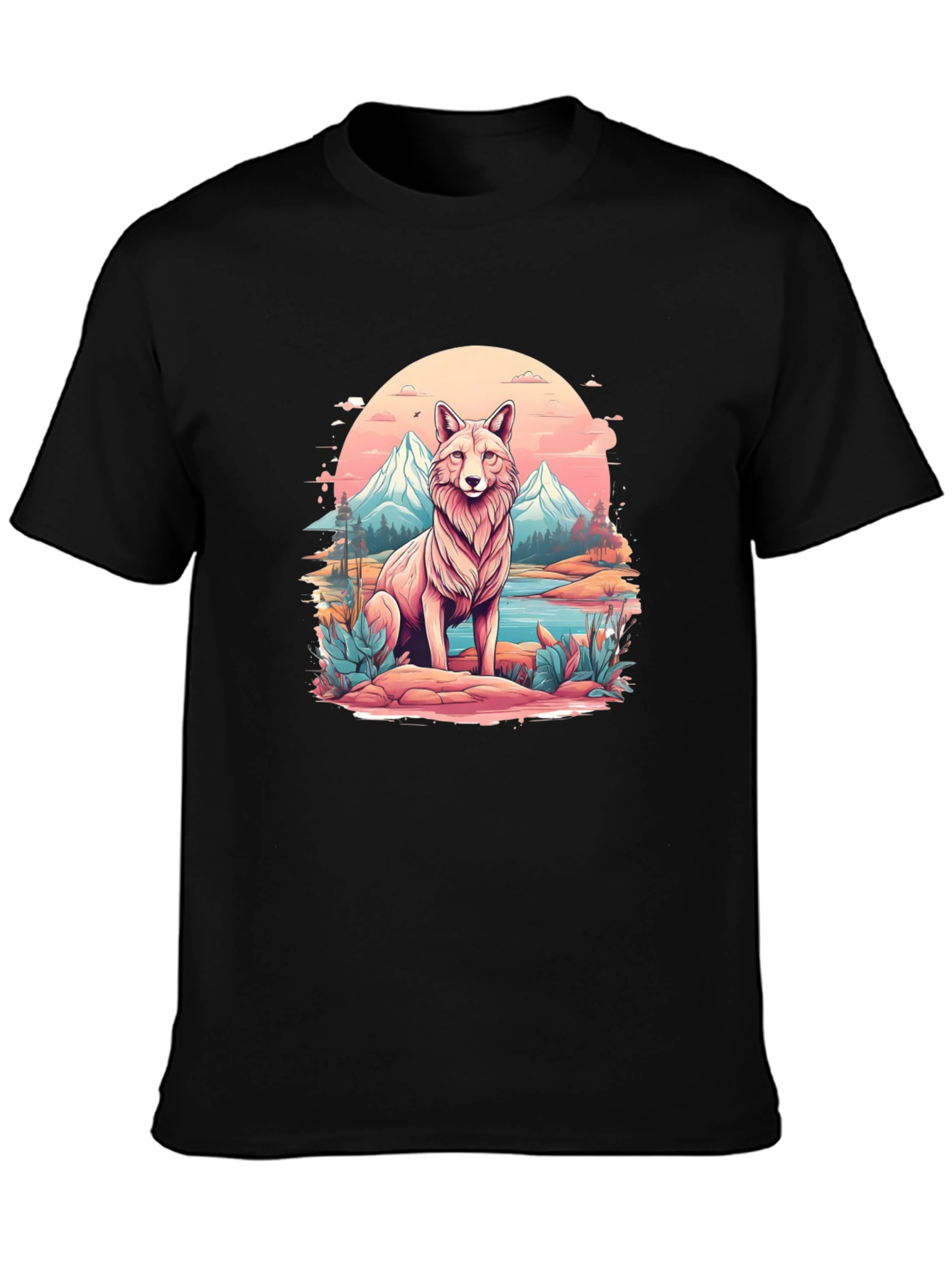 Wolf Mountain Scene Graphic Tee