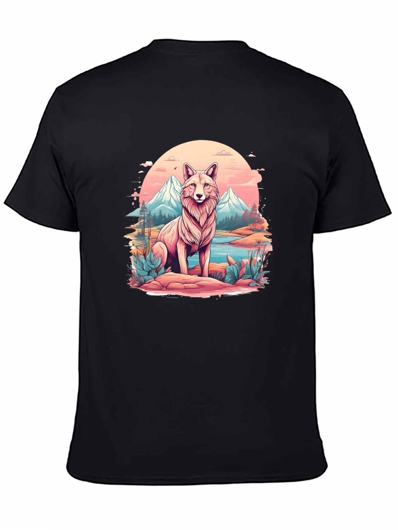 Wolf Mountain Scene Graphic Tee