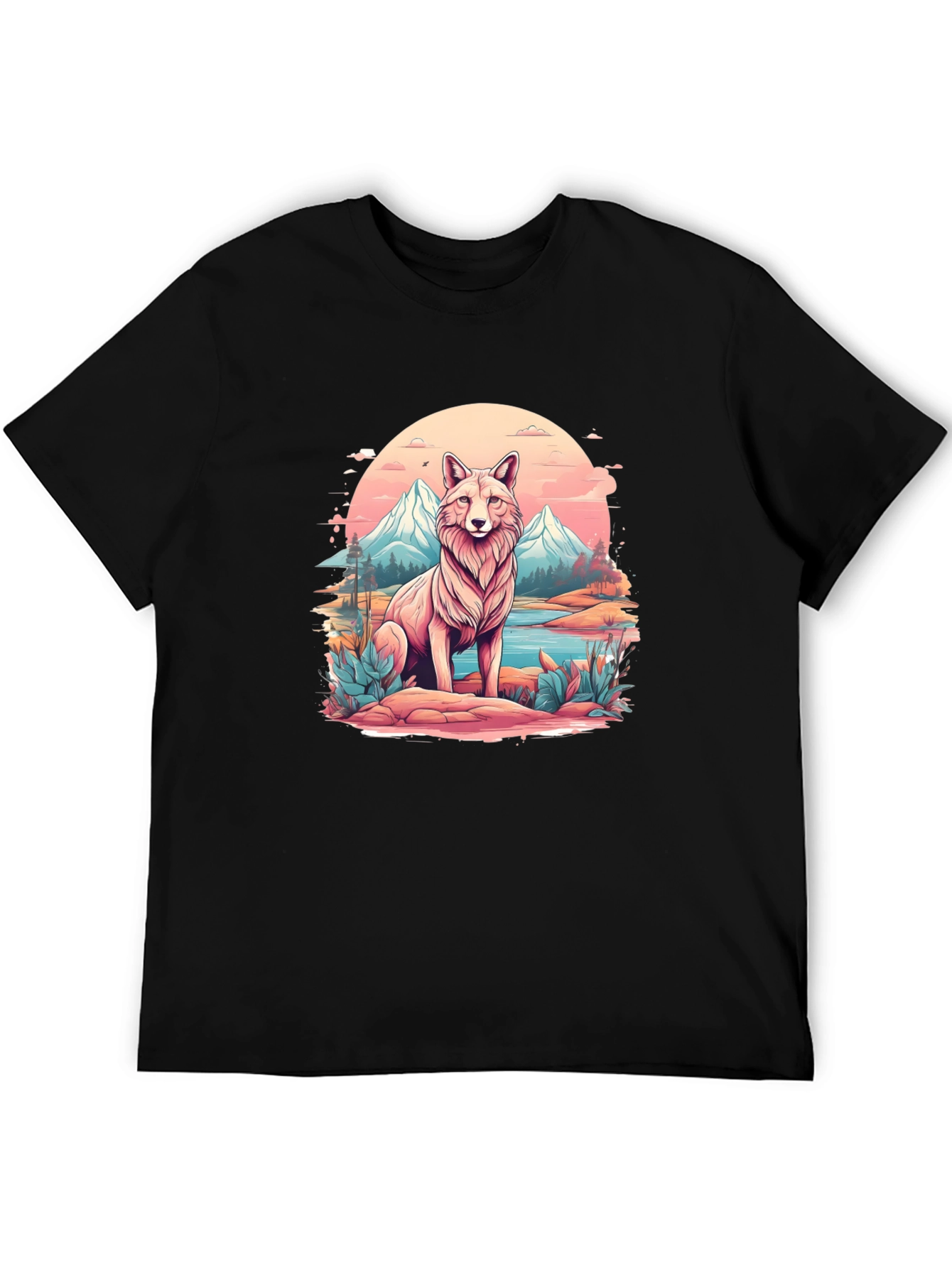 Wolf Mountain Scene Graphic Tee