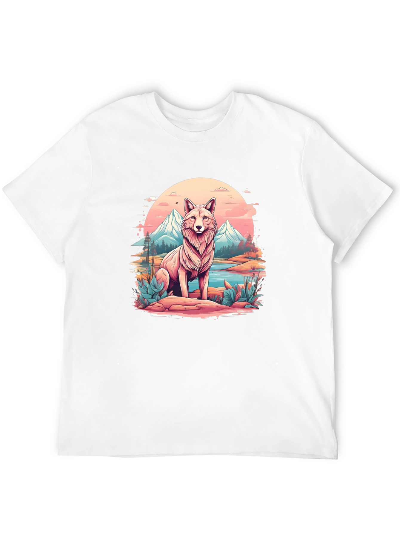 Wolf Mountain Scene Graphic Tee