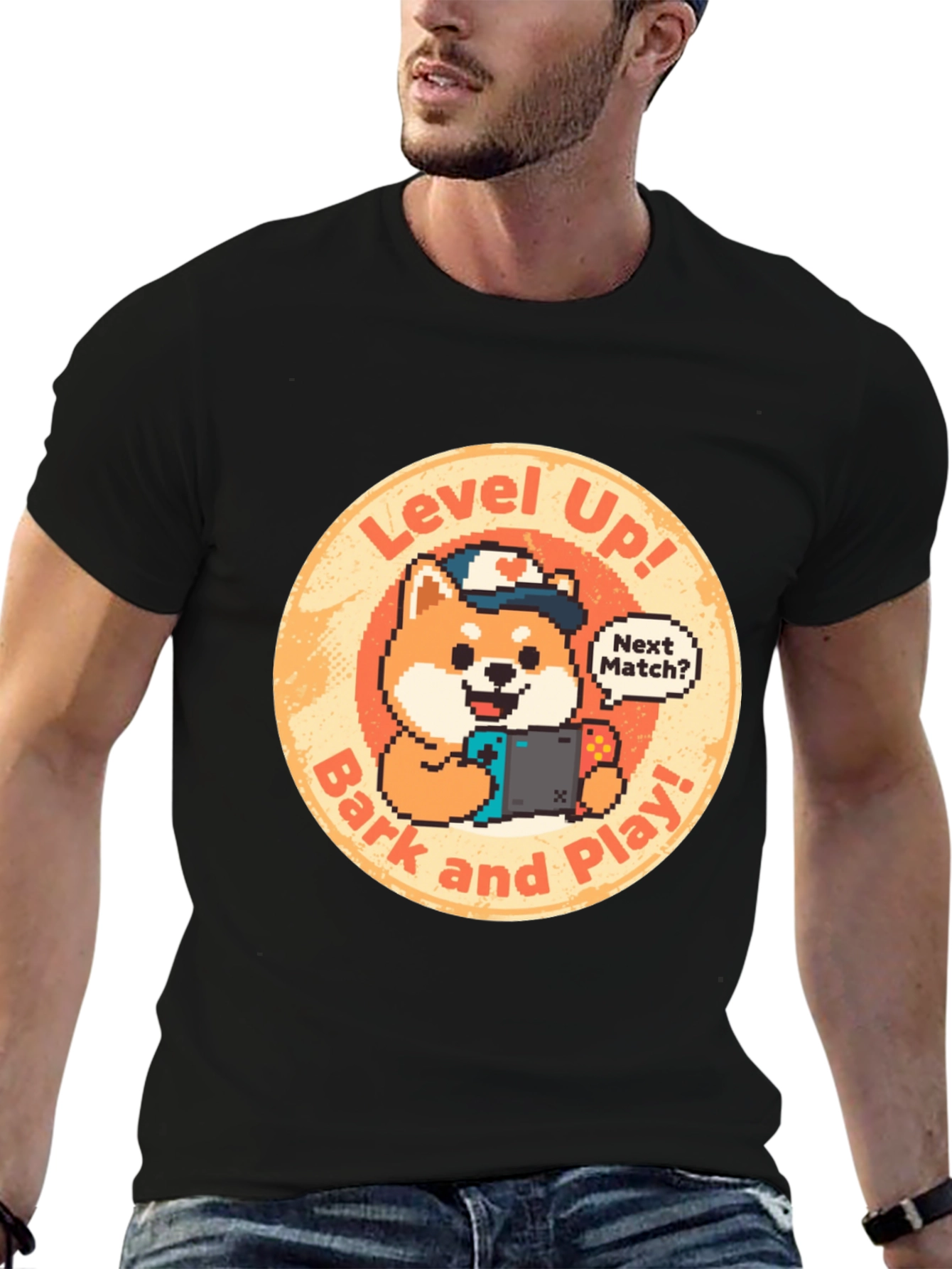 Level Up! Gamer Dog Graphic Tee