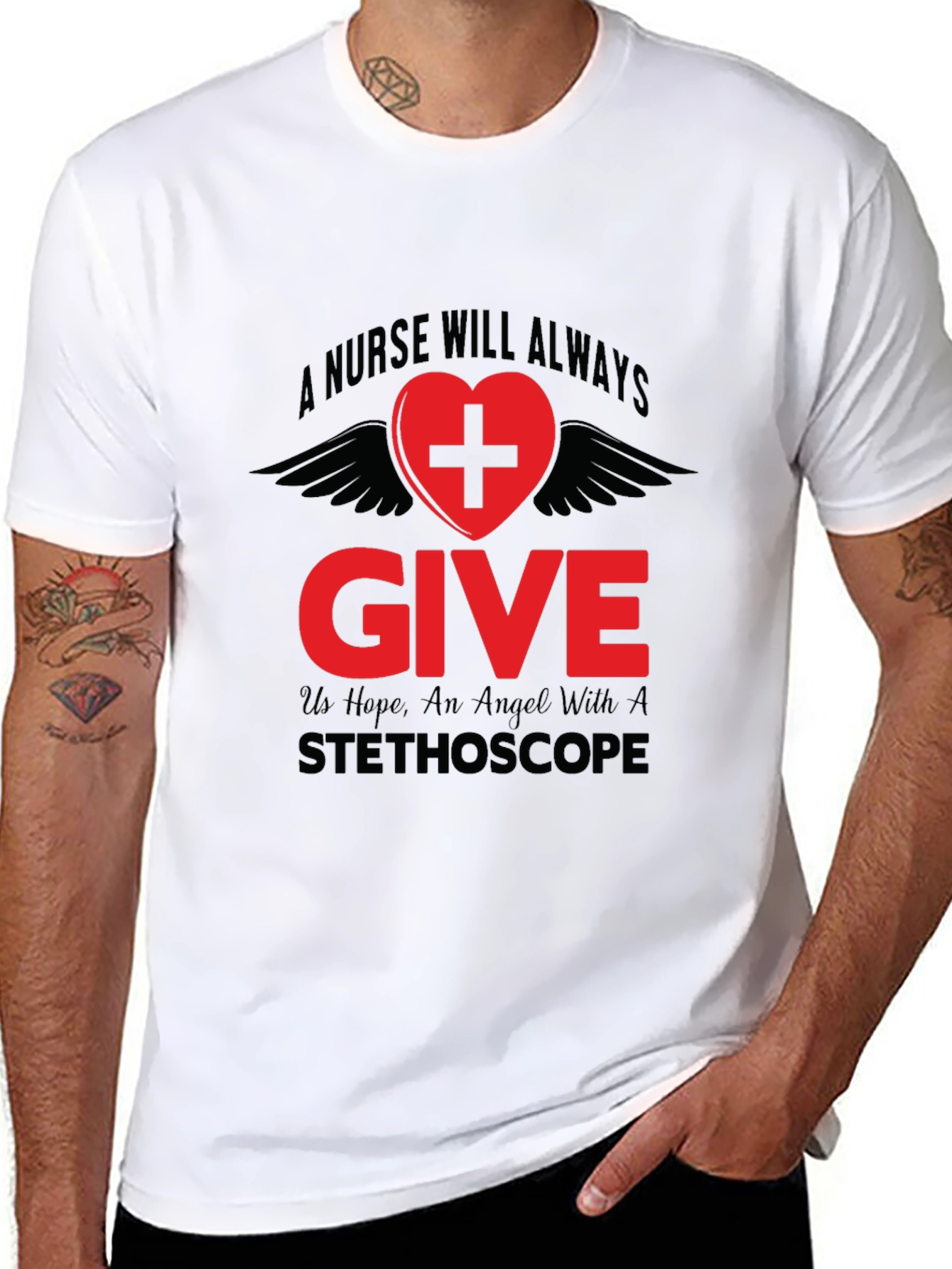 Nurse Angel Graphic T-Shirt - Medical Hero Tee