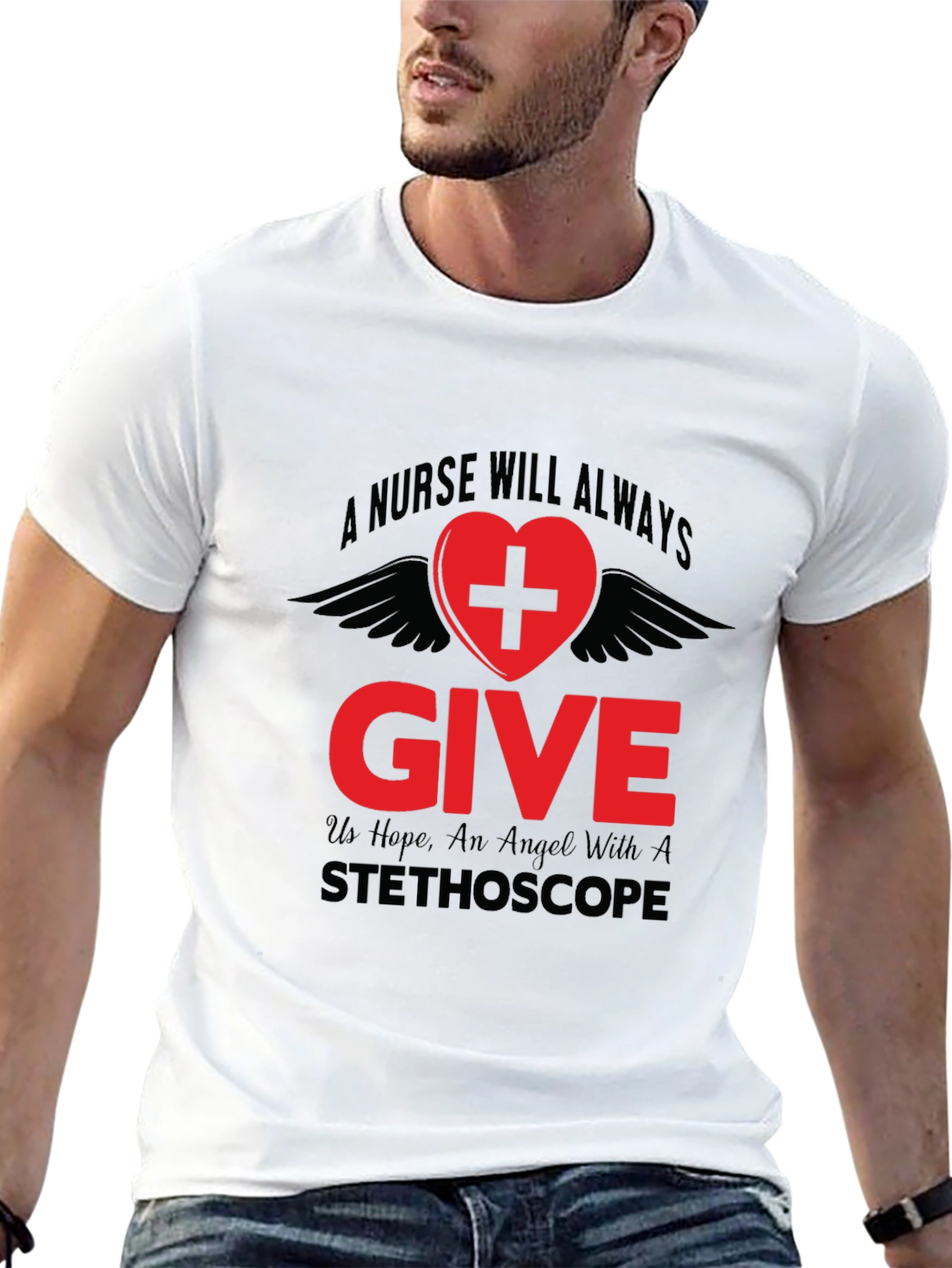 Nurse Angel Graphic T-Shirt - Medical Hero Tee