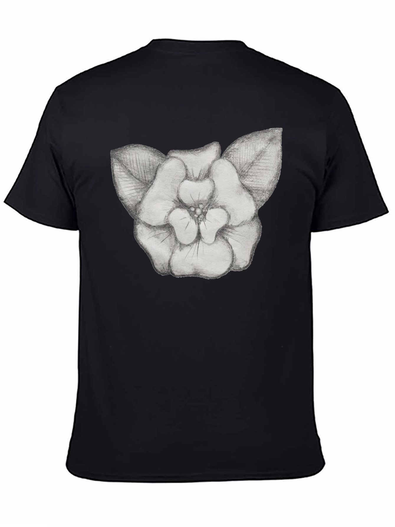 Floral Sketch Graphic Tee - Black Cotton T-Shirt