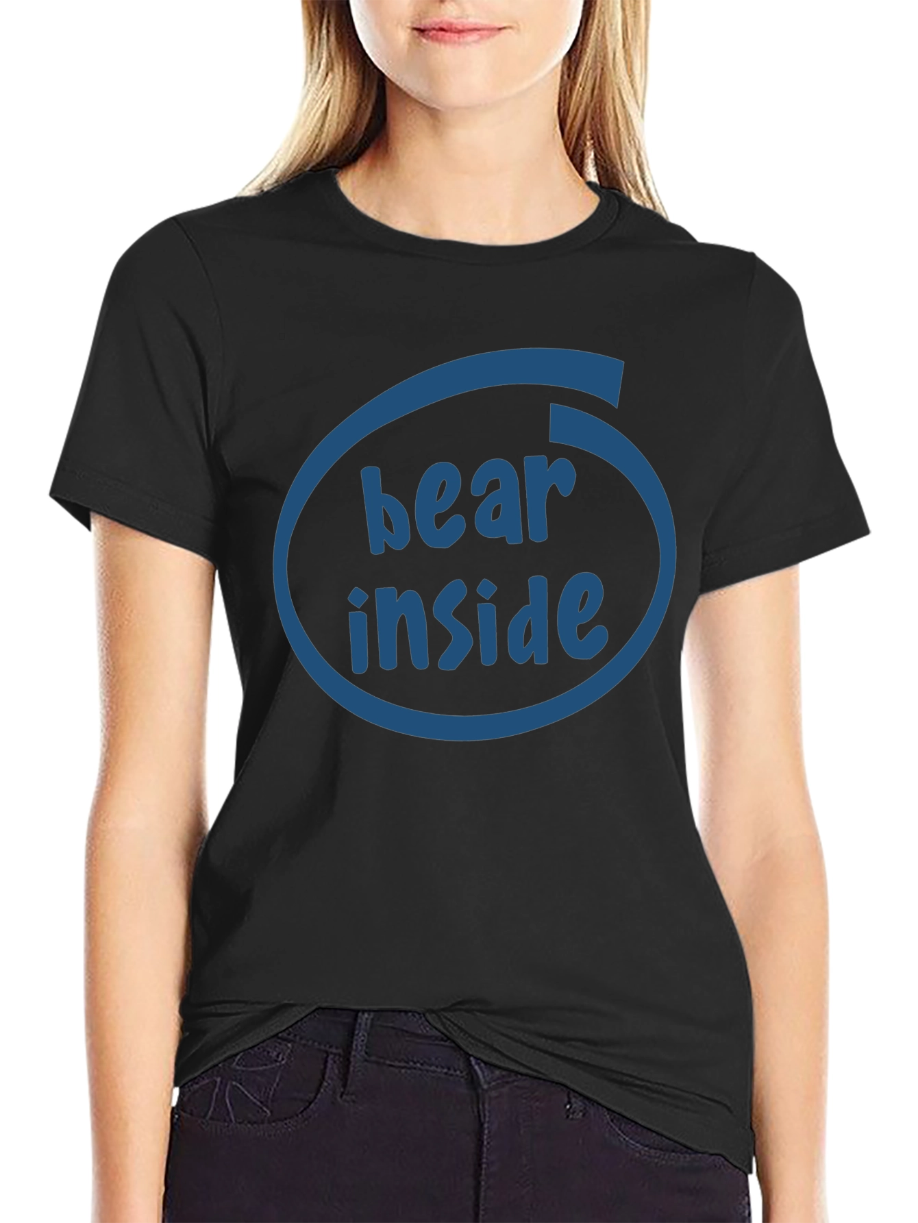Bear Inside Funny Graphic T-Shirt - Black