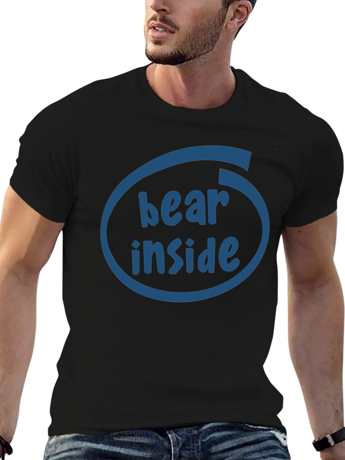 Bear Inside Funny Graphic T-Shirt - Black
