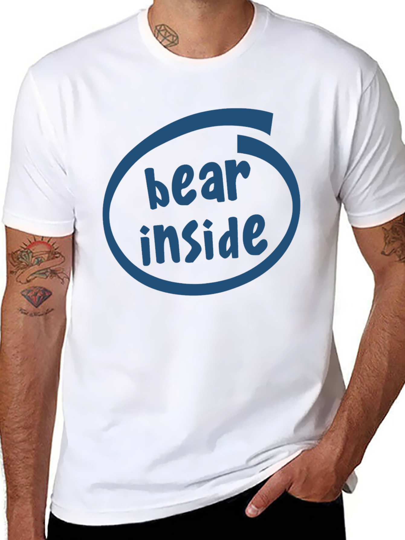Bear Inside Funny Graphic T-Shirt - Black
