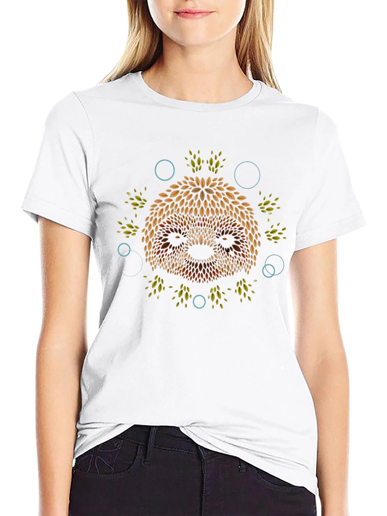 Leaf Sloth Graphic Print T-Shirt
