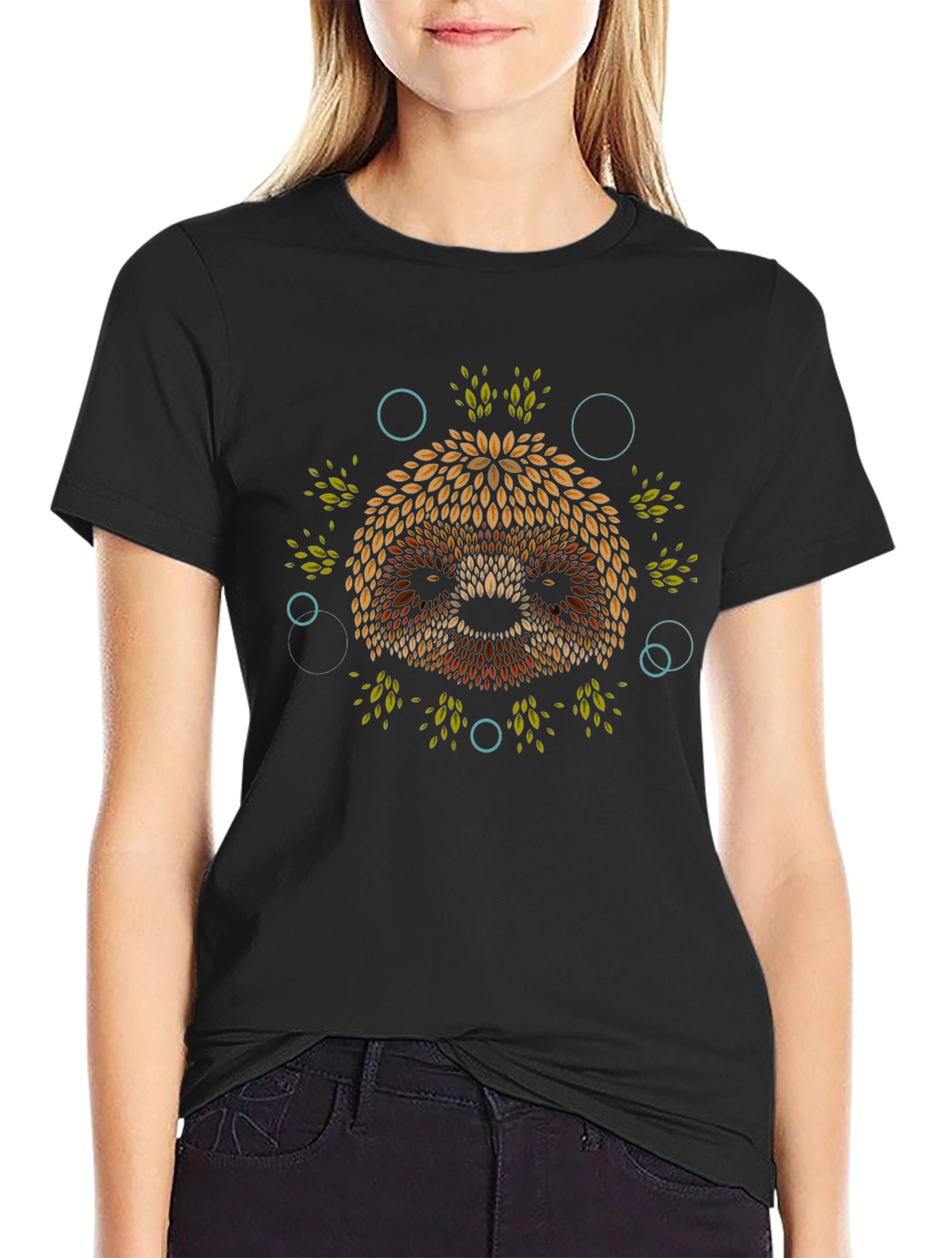 Leaf Sloth Graphic Print T-Shirt