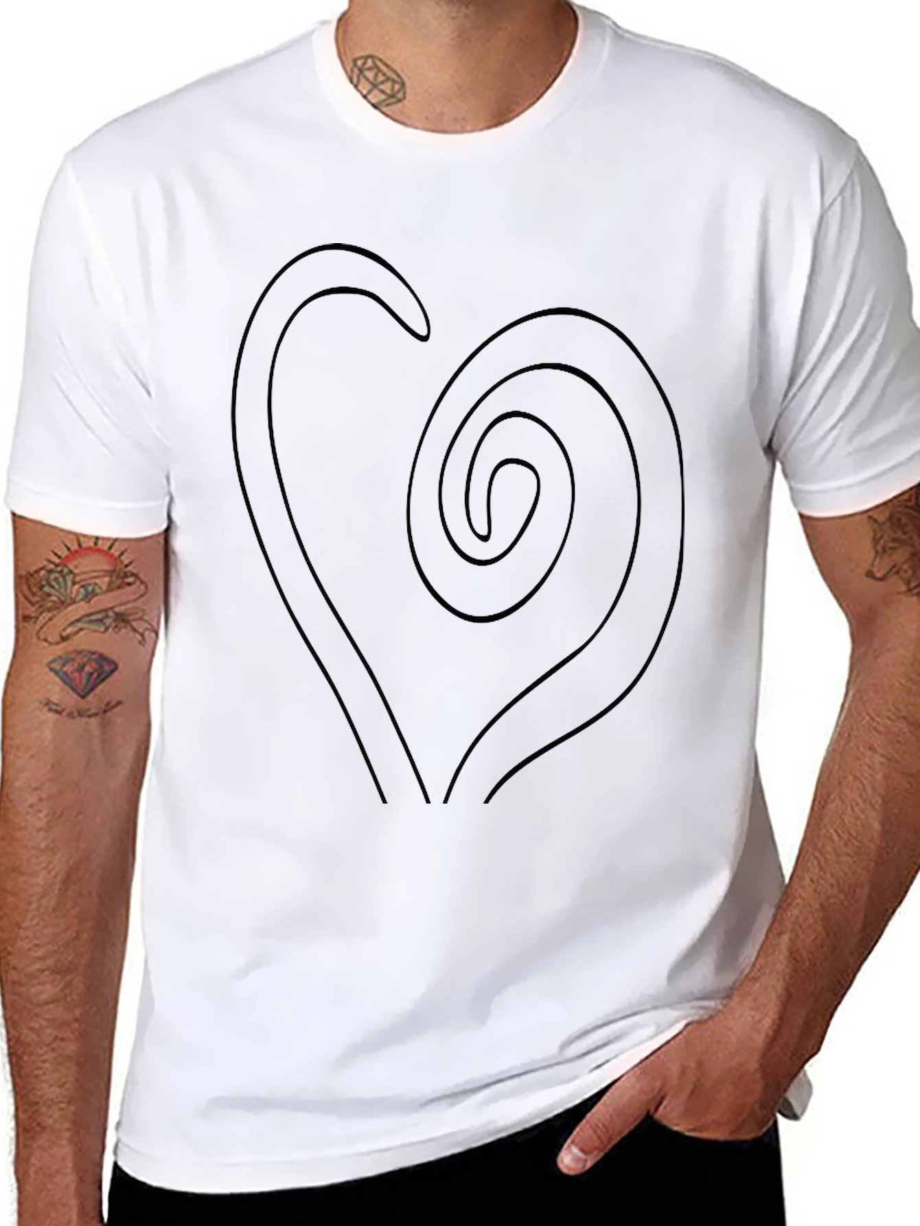 Spiral Heart Graphic Black T-Shirt