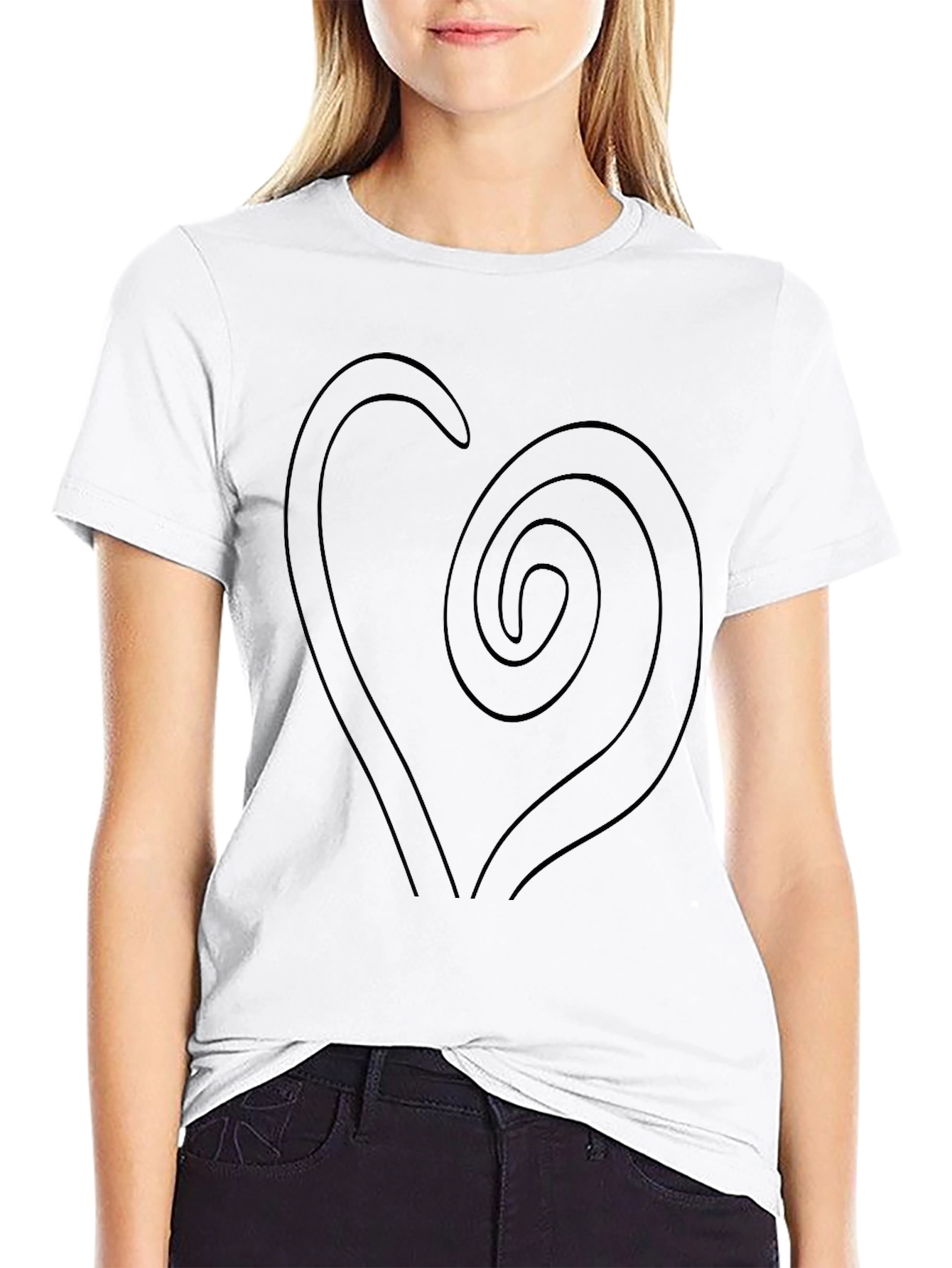 Spiral Heart Graphic Black T-Shirt