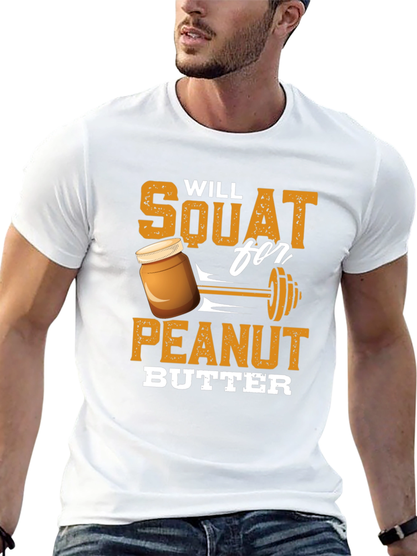 Will Squat For Peanut Butter Black Graphic Tee