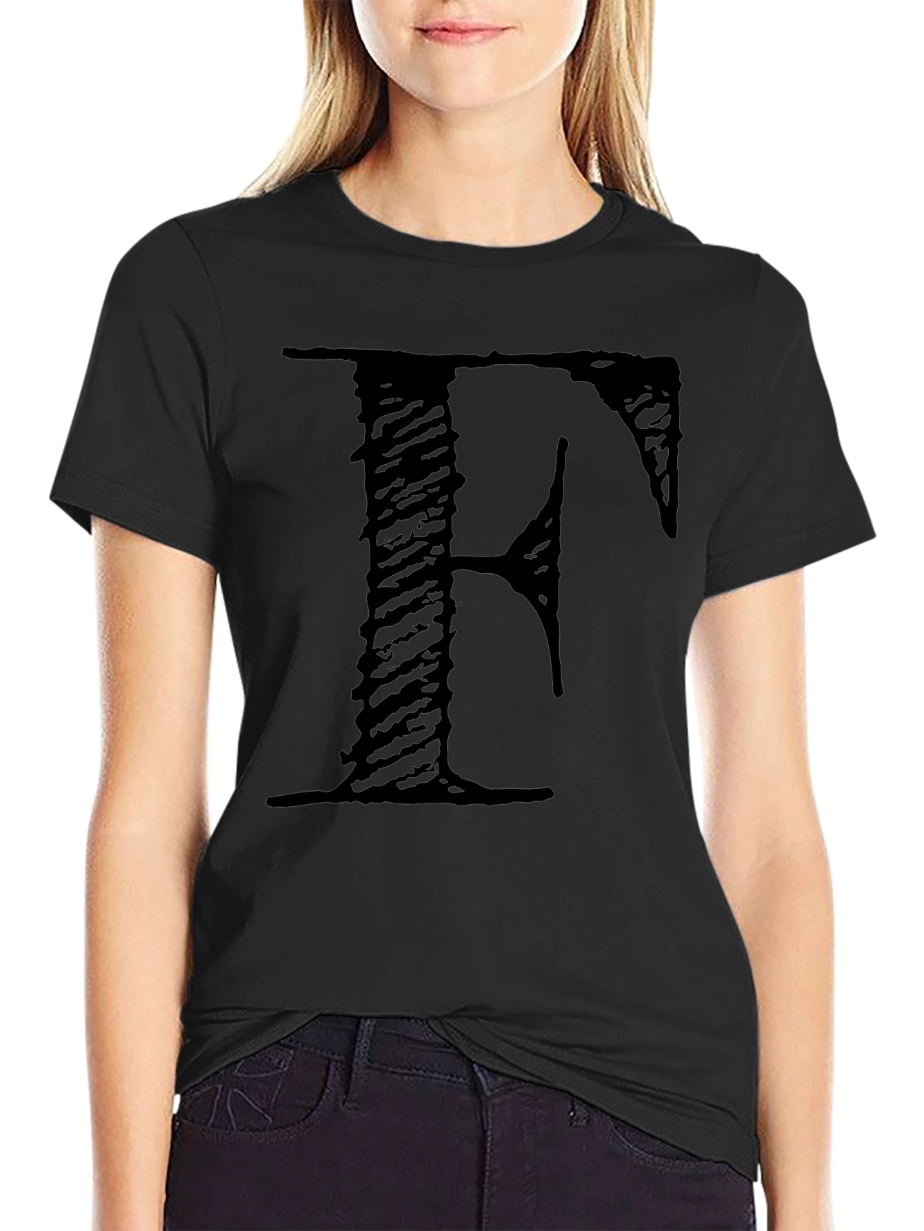 Letter F Black T-Shirt