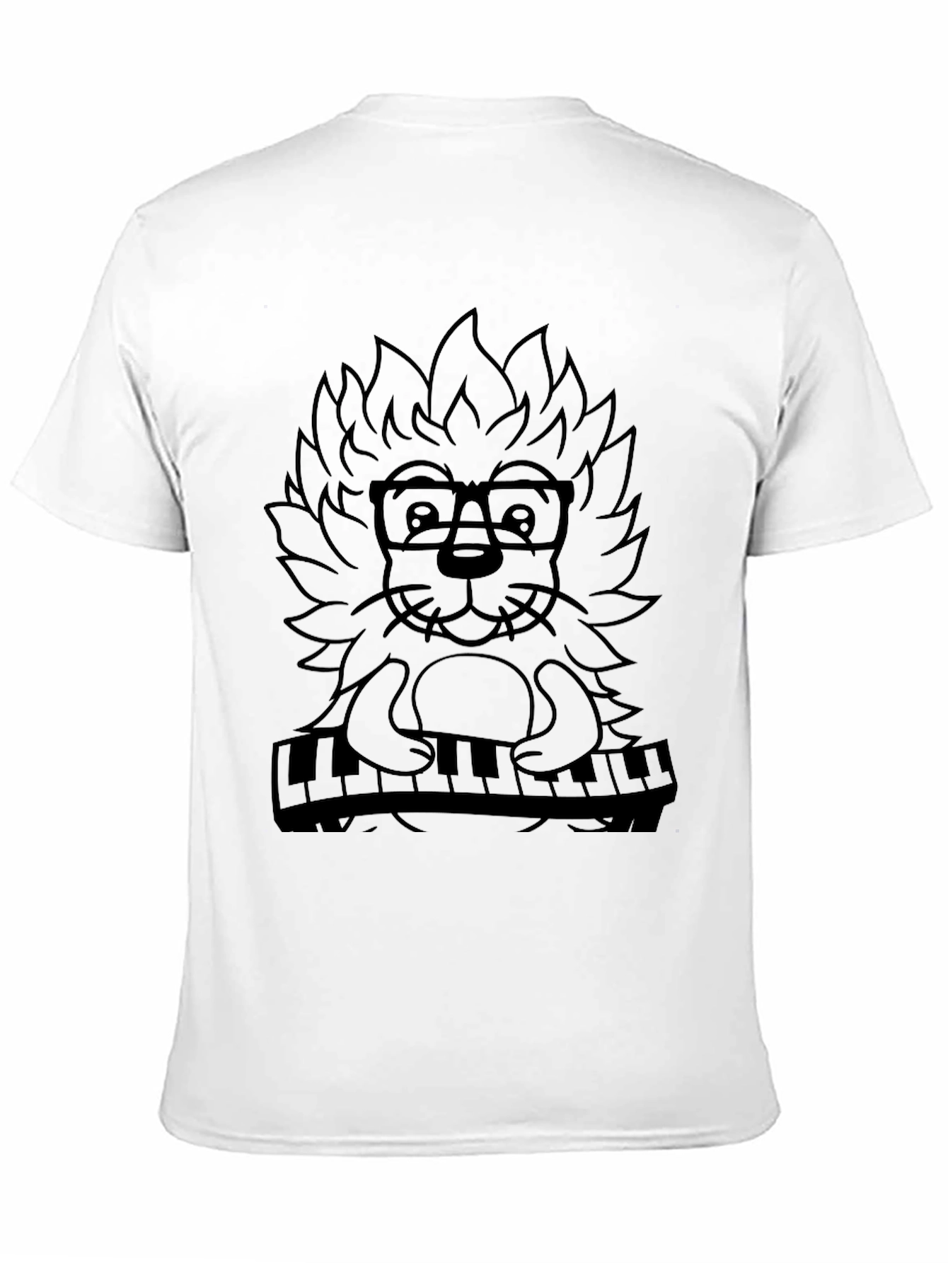 Hipster Lion Piano Player Graphic Tee - Black