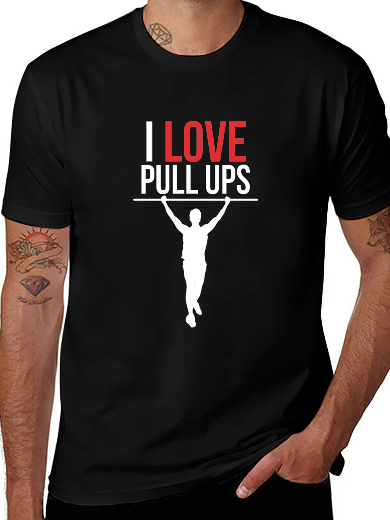 I Love Pull Ups Graphic T-Shirt - Black