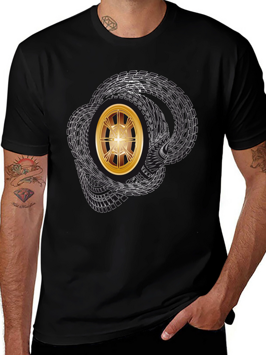 Graphic Tee - Tire Tracks & Gold Rim