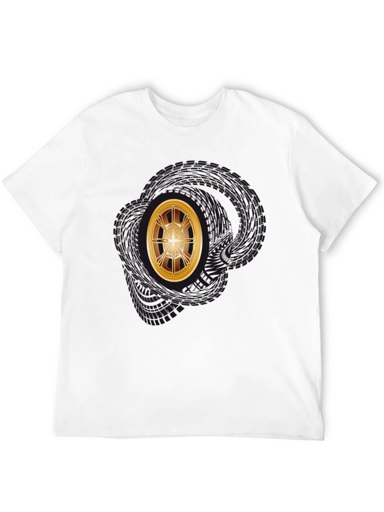 Graphic Tee - Tire Tracks & Gold Rim