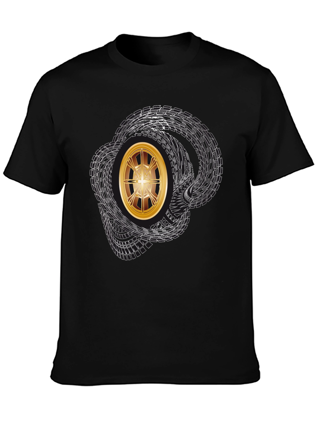 Graphic Tee - Tire Tracks & Gold Rim