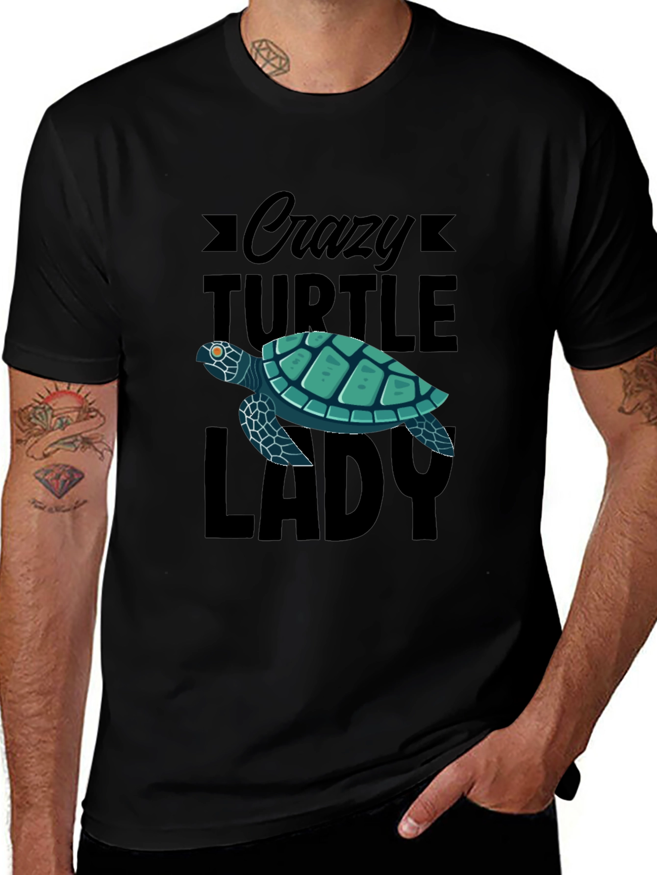 Crazy Turtle Lady Black T-Shirt