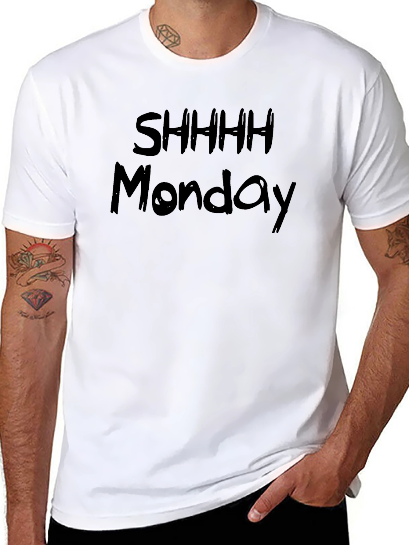 Shhhh Monday Graphic Black T-Shirt