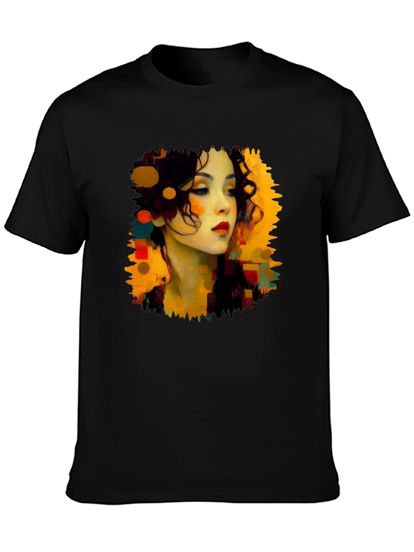 Abstract Woman Portrait Black T-Shirt