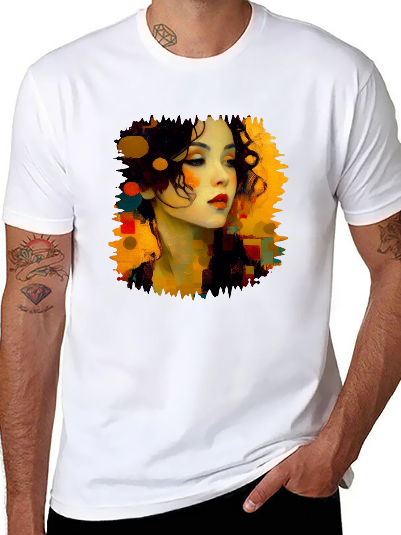 Abstract Woman Portrait Black T-Shirt