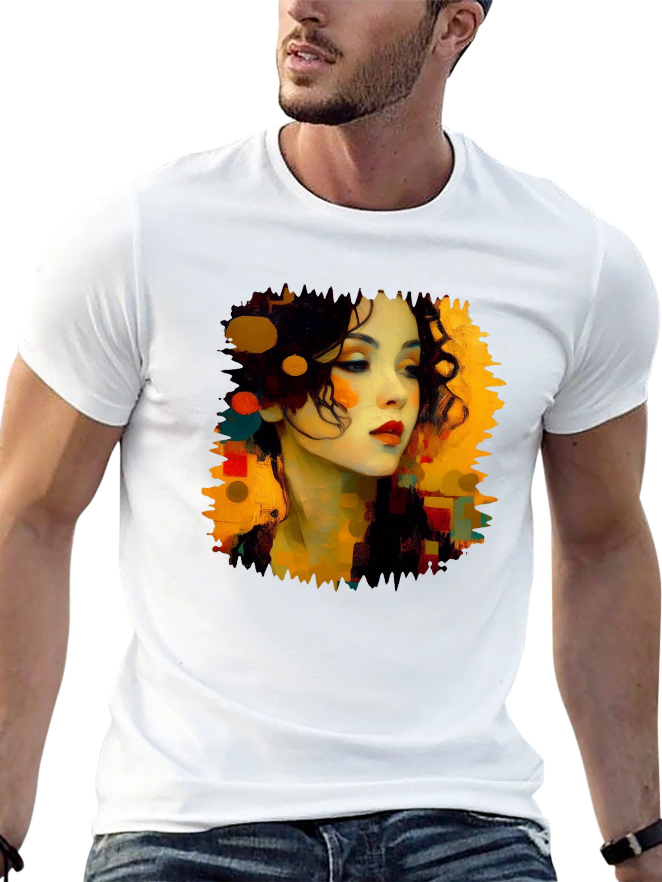 Abstract Woman Portrait Black T-Shirt