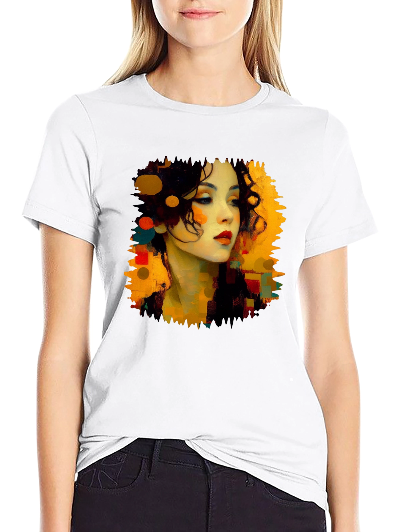 Abstract Woman Portrait Black T-Shirt
