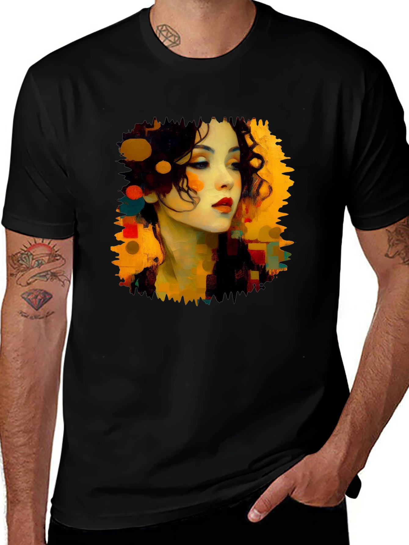 Abstract Woman Portrait Black T-Shirt